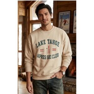 Le Lis Collection Lake Tahoe Apres Ski Club Sweatshirt Cream Large IT5082-1